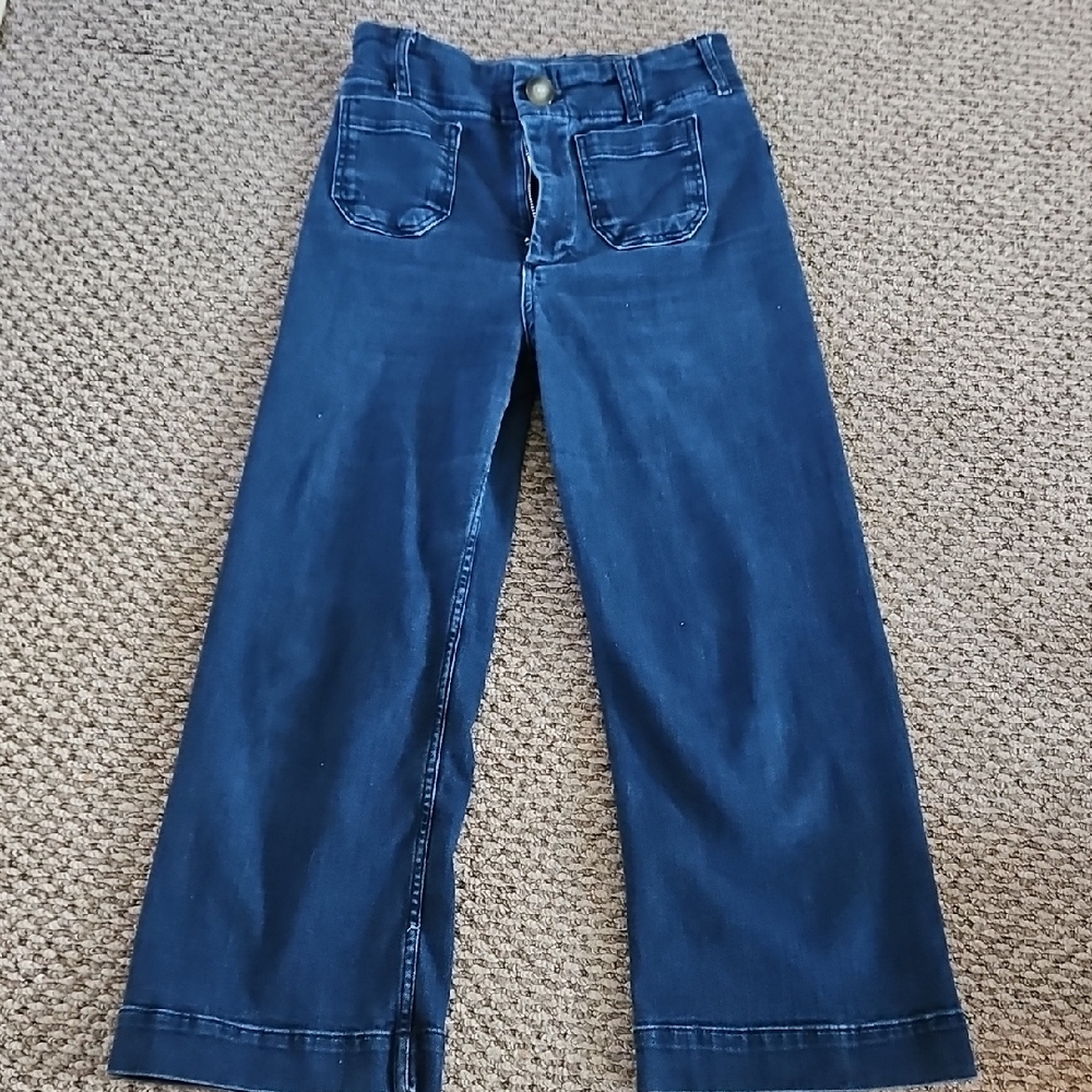 Maeve Indigo Wide-Leg Jeans with Front Patch Pockets